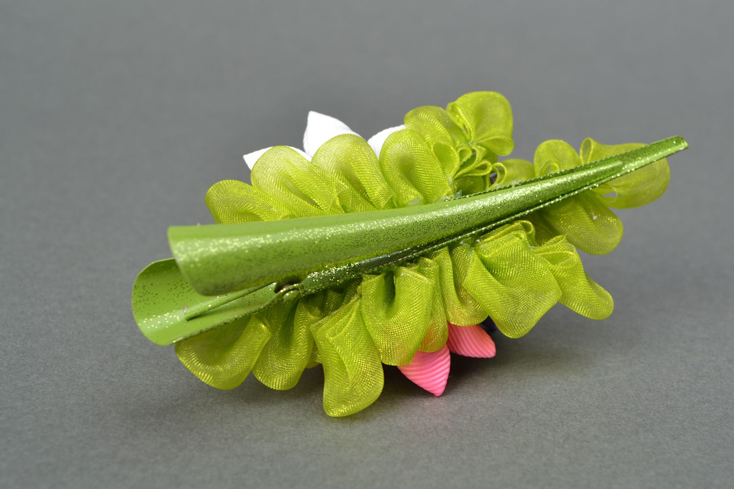 Large kanzashi flower hair clip photo 4