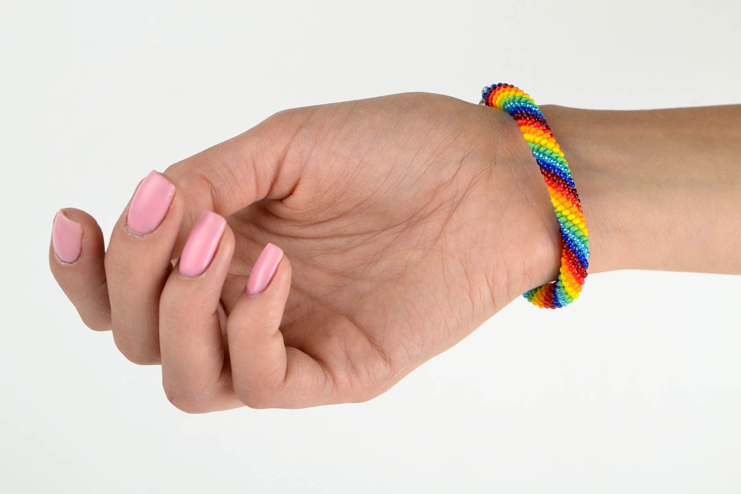 Bracelet multicolore Bijou fait main perles de rocaille Cadeau femme Arc-en-ciel photo 4