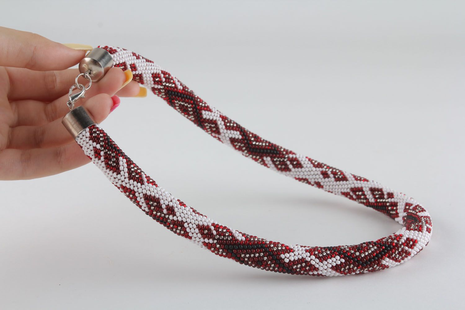 Ethnic beaded rope necklace photo 4