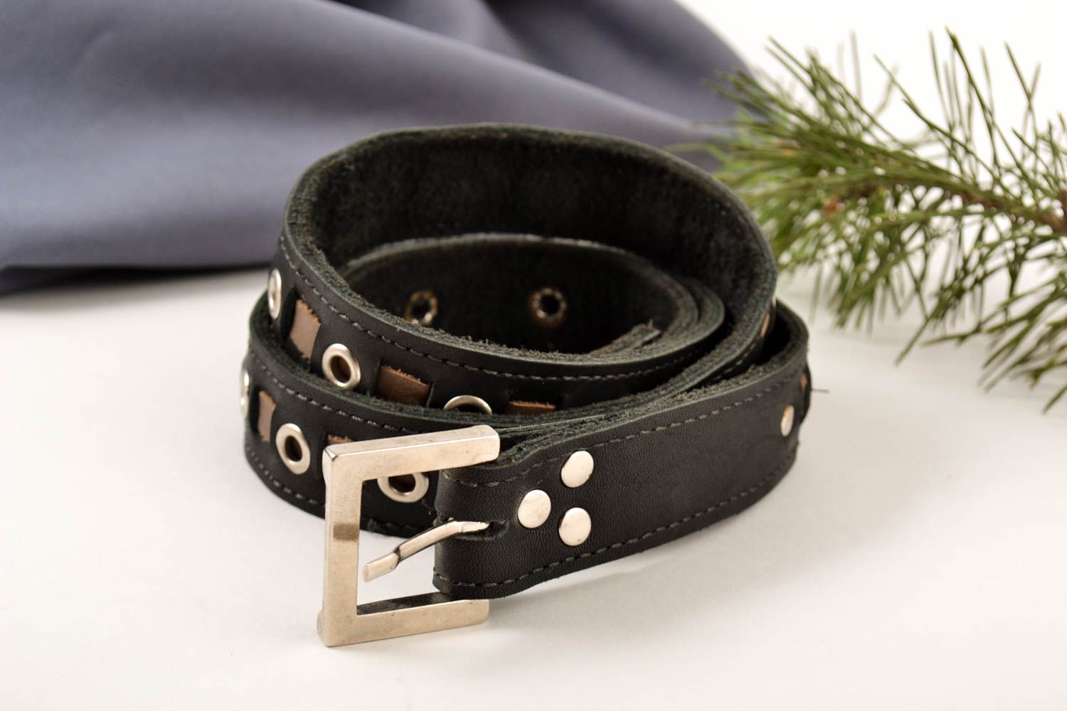 Cinturón de cuero hecho a mano ropa masculina accesorio de moda bonito original foto 1