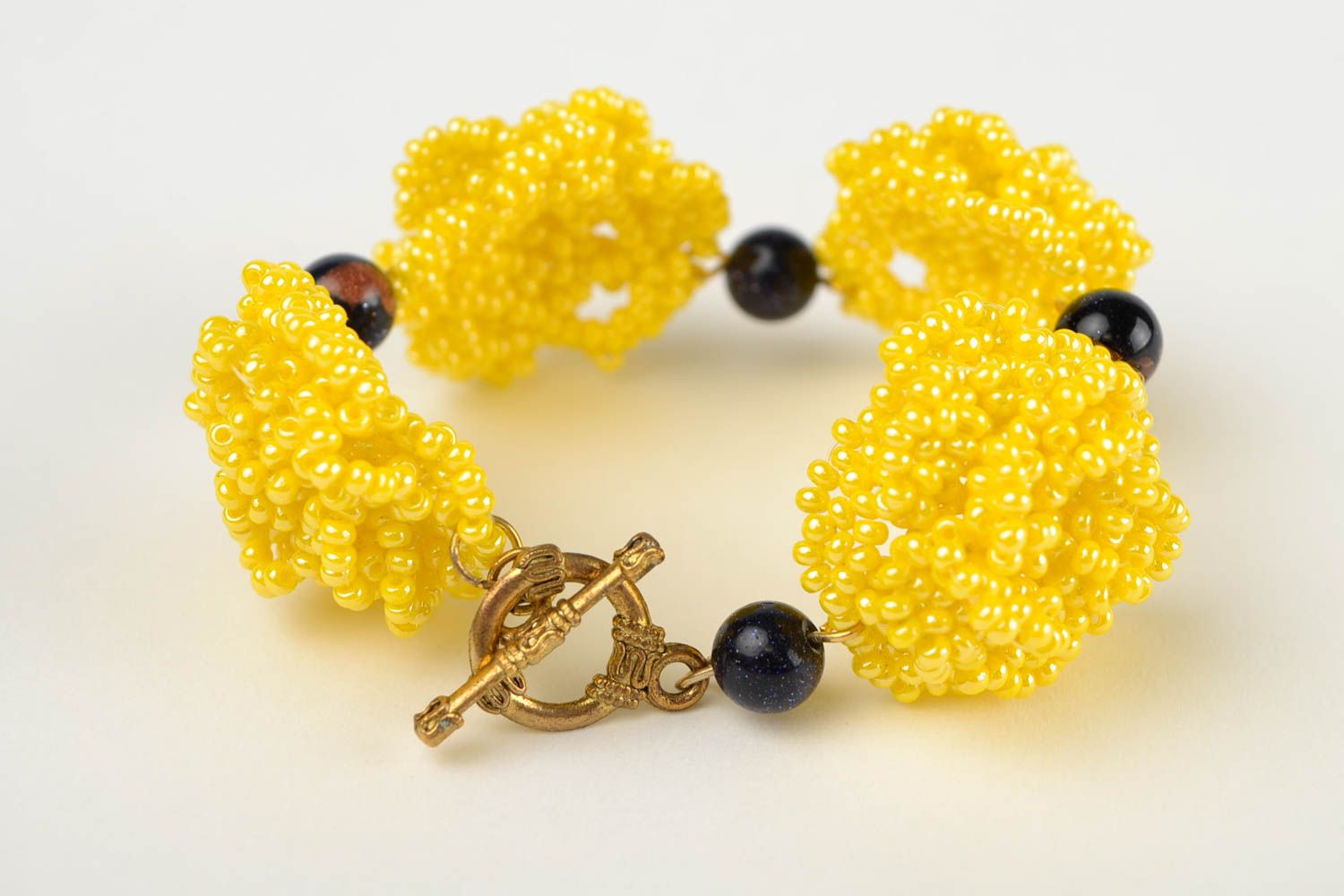 Bracelet perles de rocaille Bijou fait main jaune avec aventurine Cadeau femme photo 5