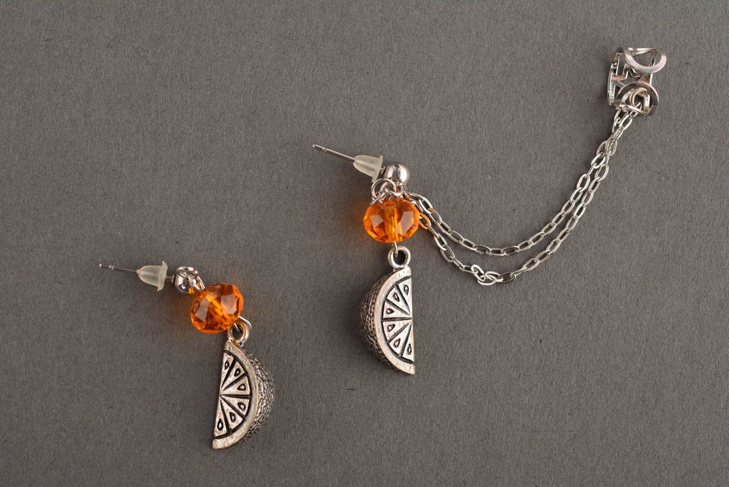 Metal handmade ear cuffs Oranges photo 2