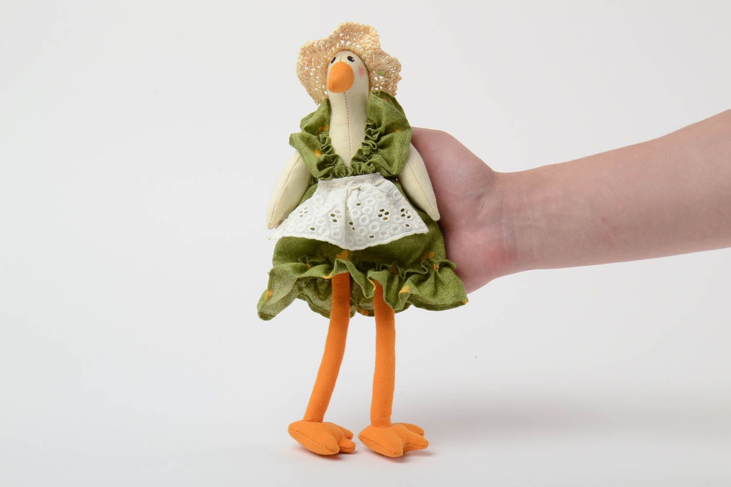 Juguete de peluche decorativo hecho a mano gansa muñeca de tela para niños  foto 5
