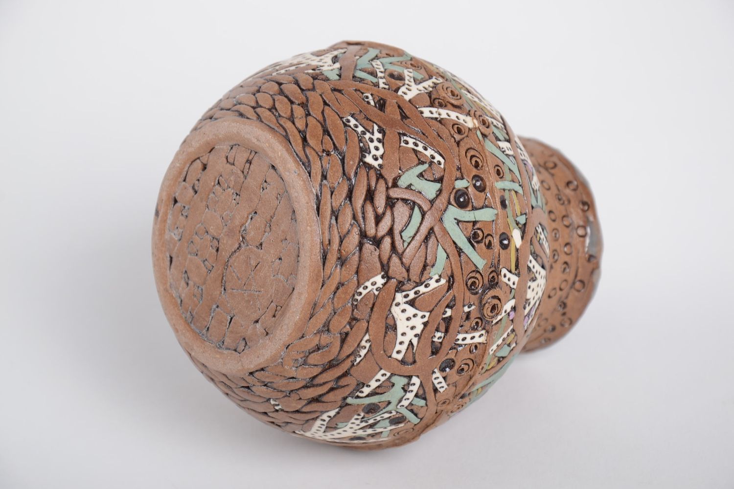 Small handmade ceramic 5 oz vase in brown color for desk, shelf décor 4, 0,78 lb photo 4