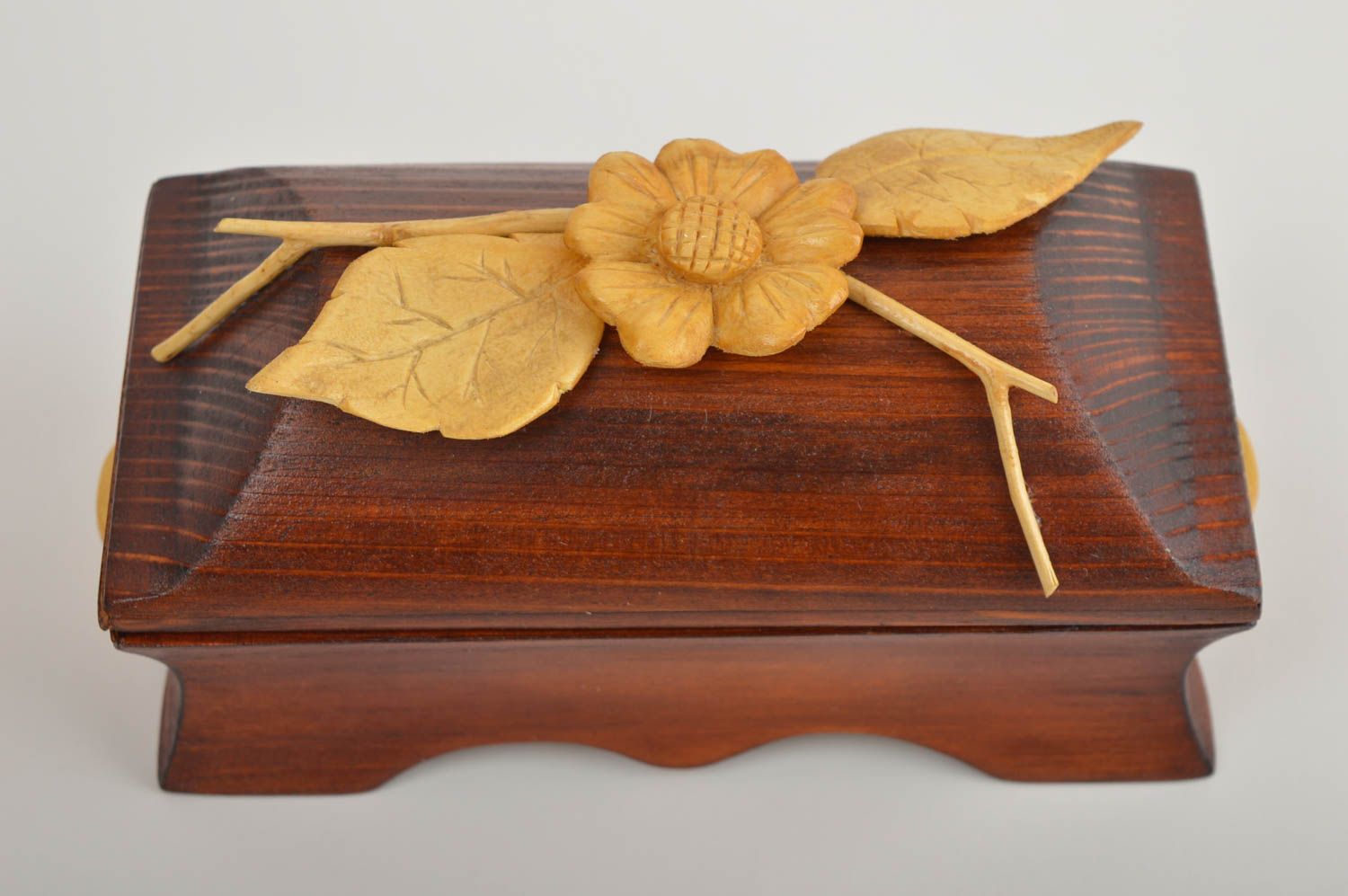 Handmade Holzkiste mit Deckel Schatulle aus Holz Schmuck Dose in Braun schön  foto 4