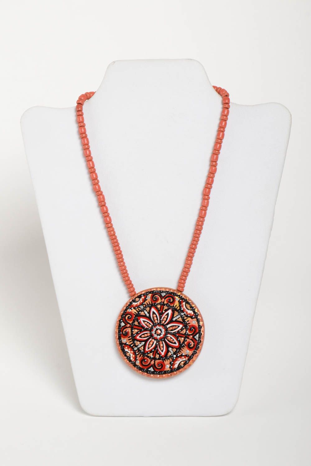 Ethnic jewelry handmade necklace ceramic jewelry pendant necklace gifts for her photo 2