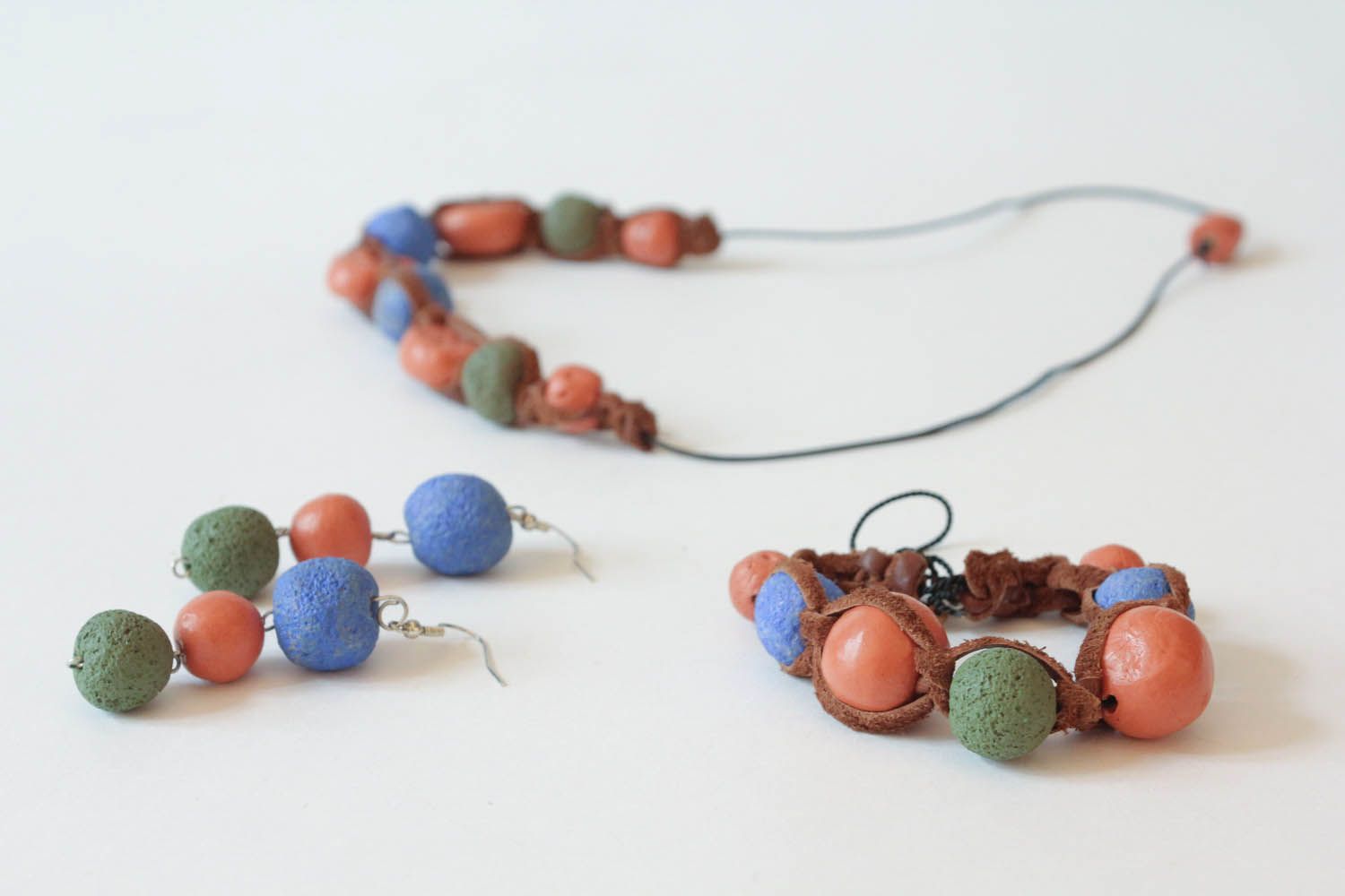 Jewelry set made ​​of polymer clay photo 3