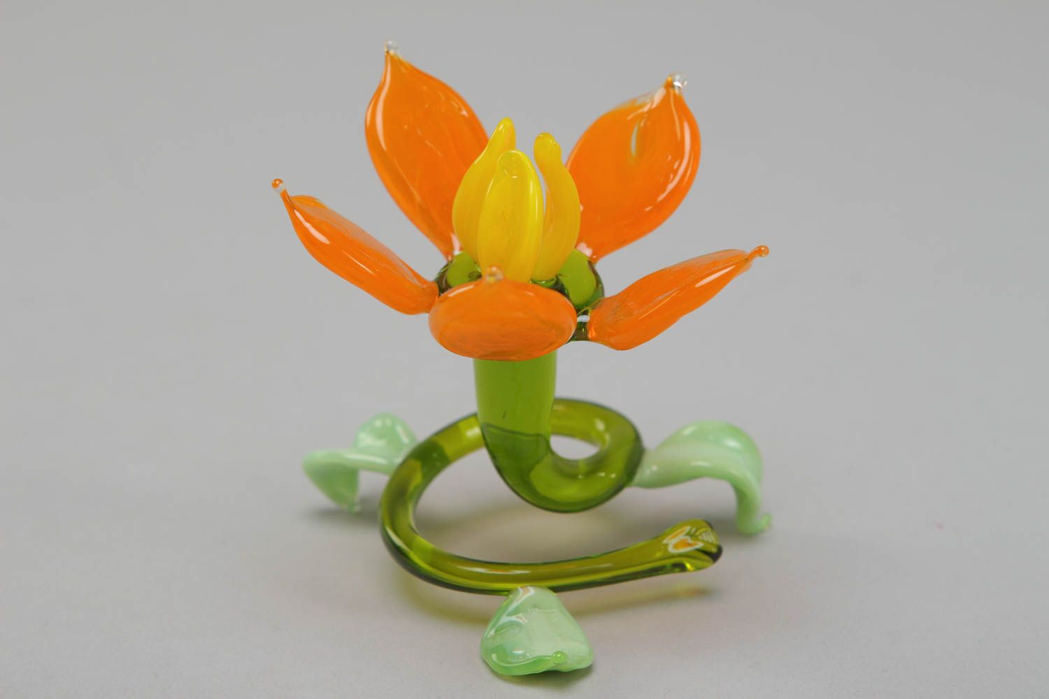 Petite figurine en verre au chalumeau Fleur faite main cadeau décoration photo 1