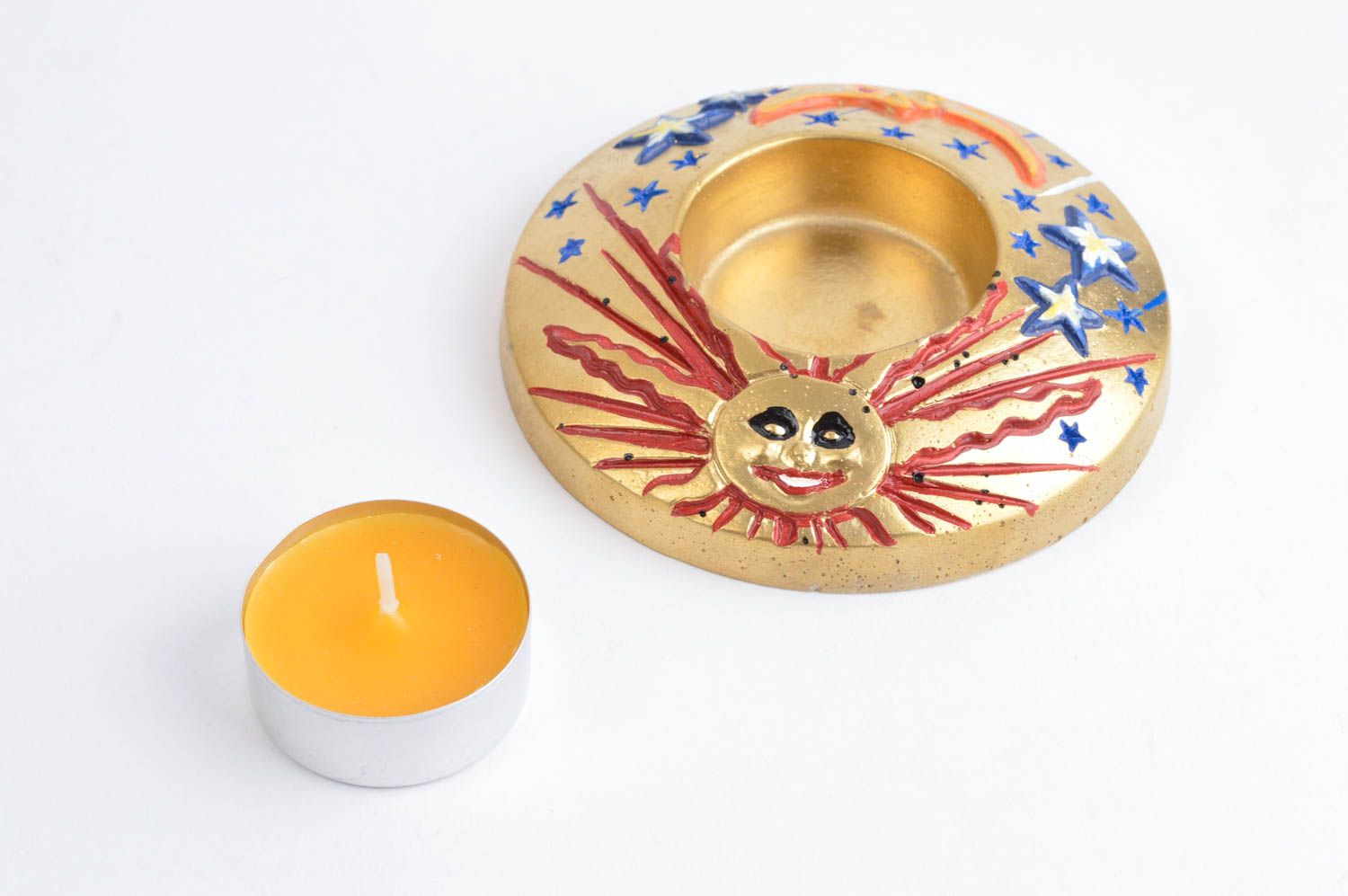 Porta velas hecho a mano de yeso decoración de hogar objeto de decoración foto 2