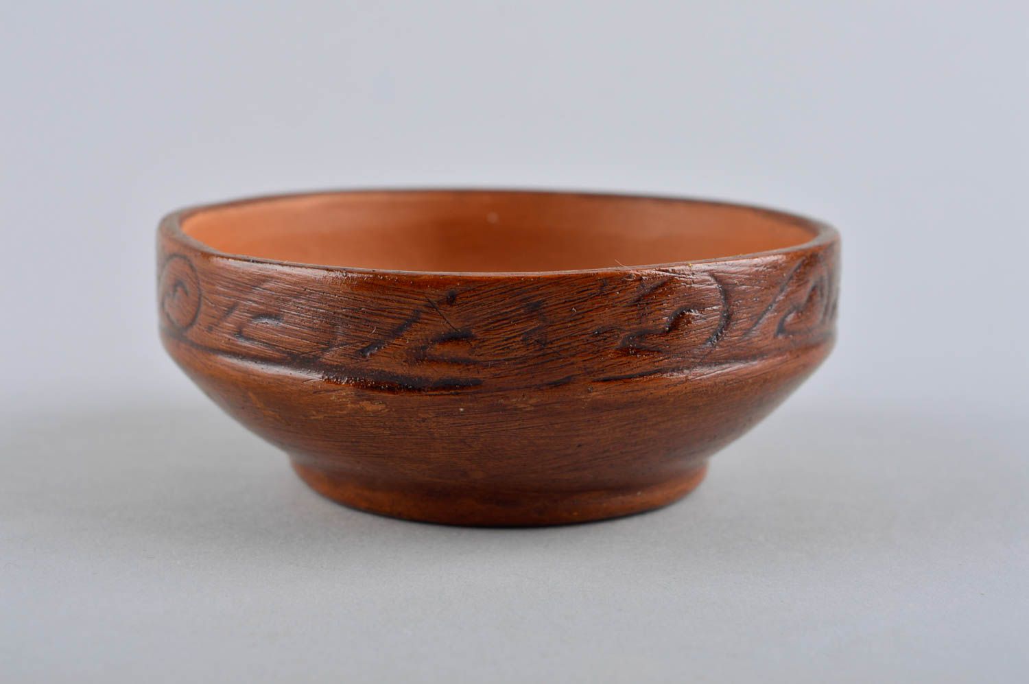 Handgemachte Keramik Schale Schüssel aus Ton Keramik Geschirr klein braun foto 3