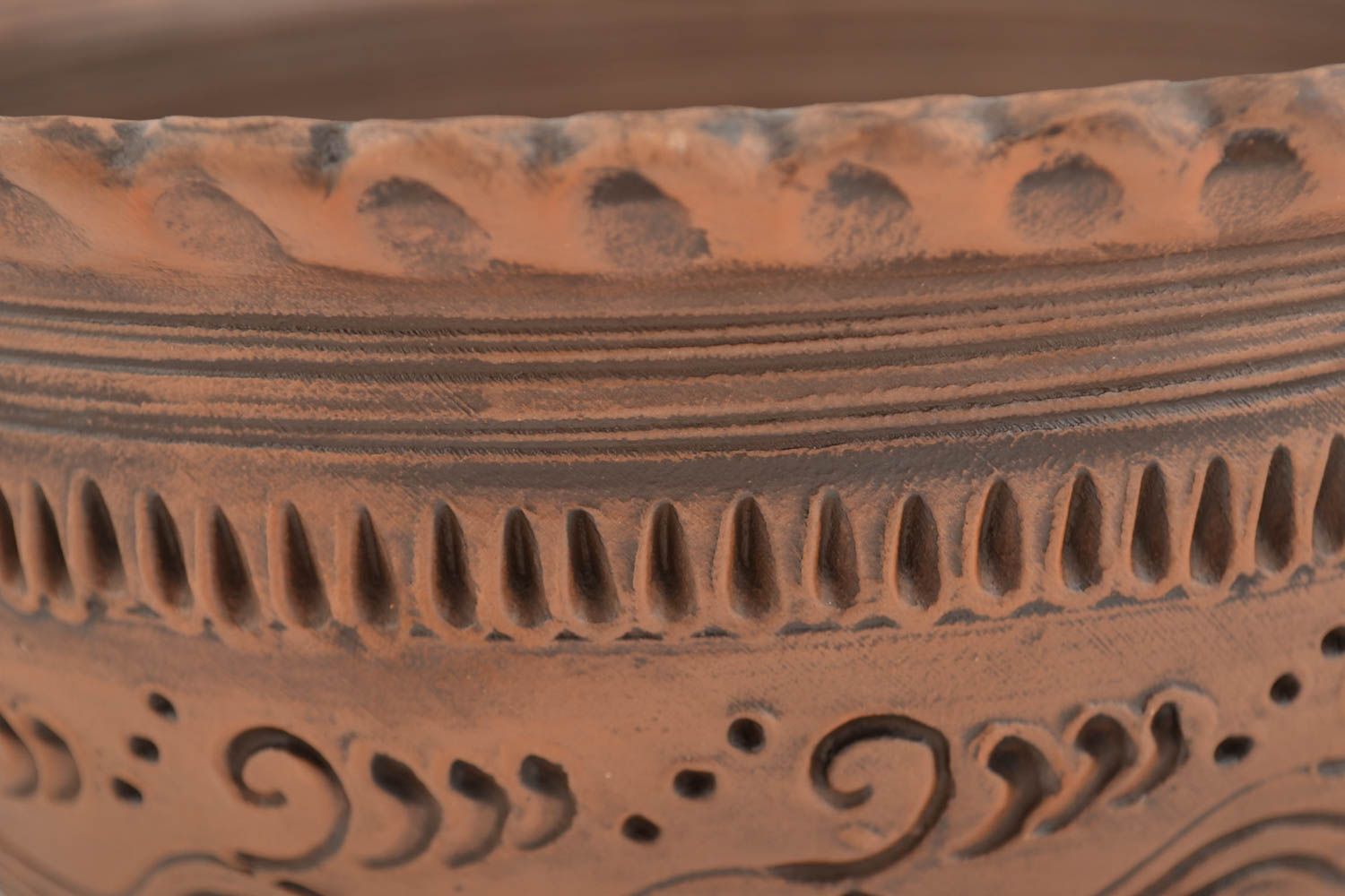 Big handmade designer ceramic bowl with patterns 3 l capacity photo 3