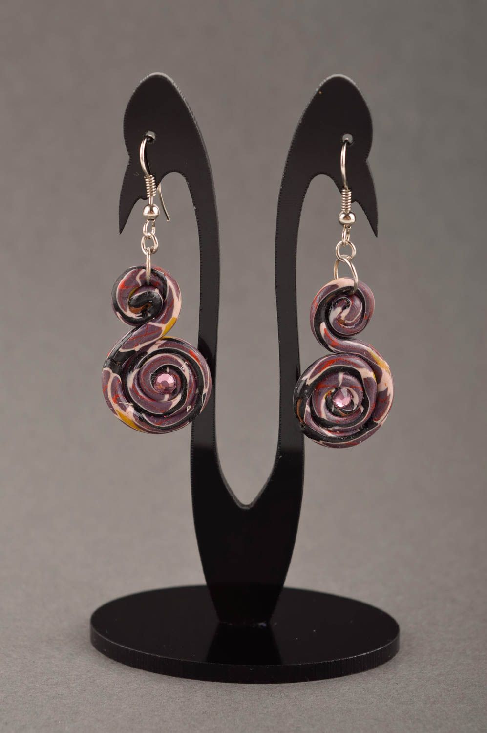 Handmade earrings unusual earrings polymer clay jewelry designer accessory photo 1