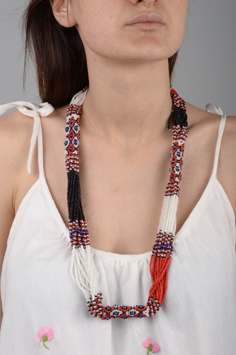 Rocailles Kette Damen Collier Halsketten Damen handmade Halsketten Frauen Ethno foto 4