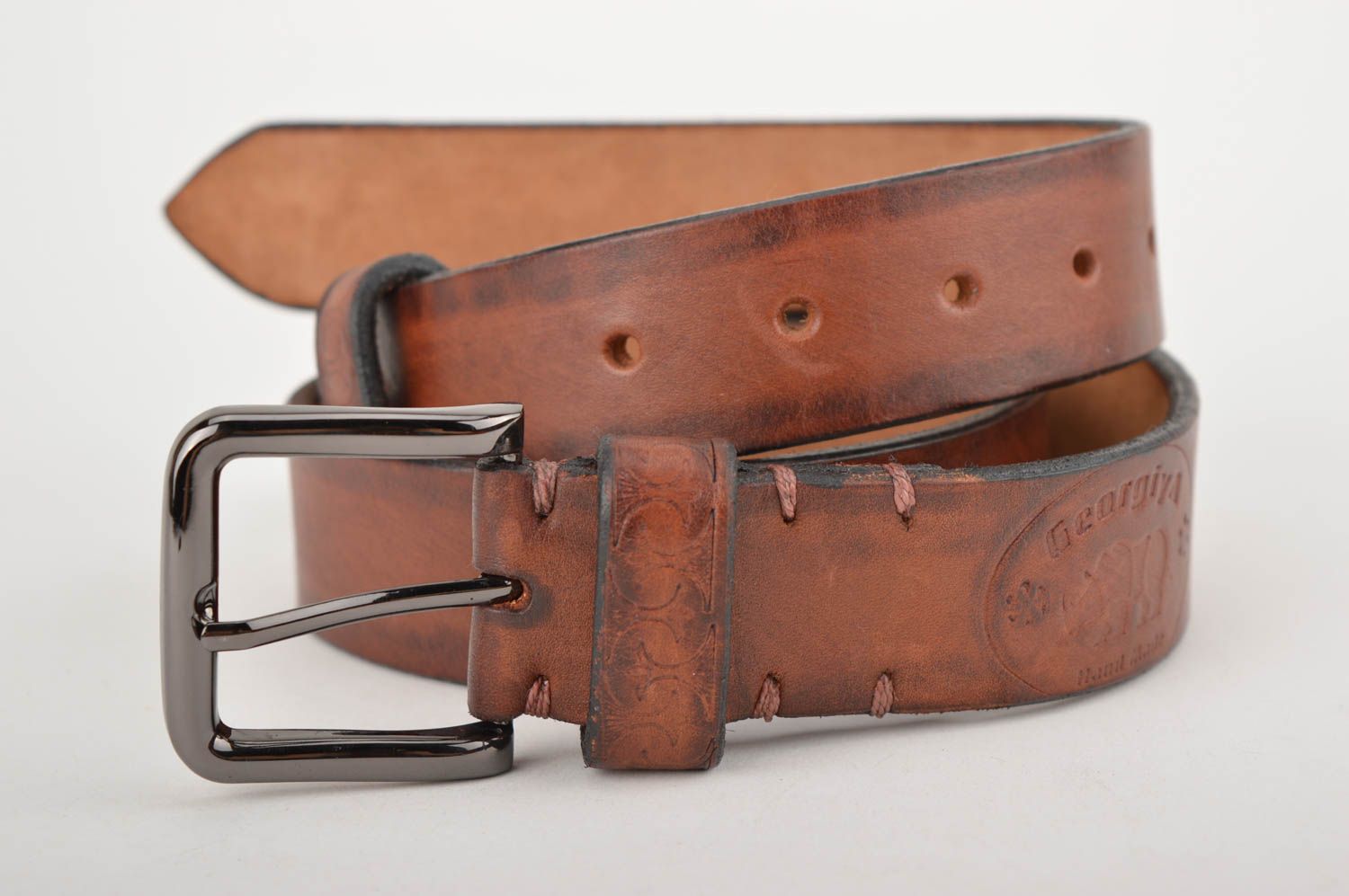 Cinturón de cuero hecho a mano accesorio de moda para hombre regalo para hombres foto 1