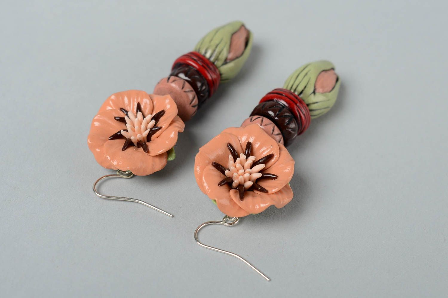 Handmade designer elite jewelry unusual earrings polymer clay earrings photo 4