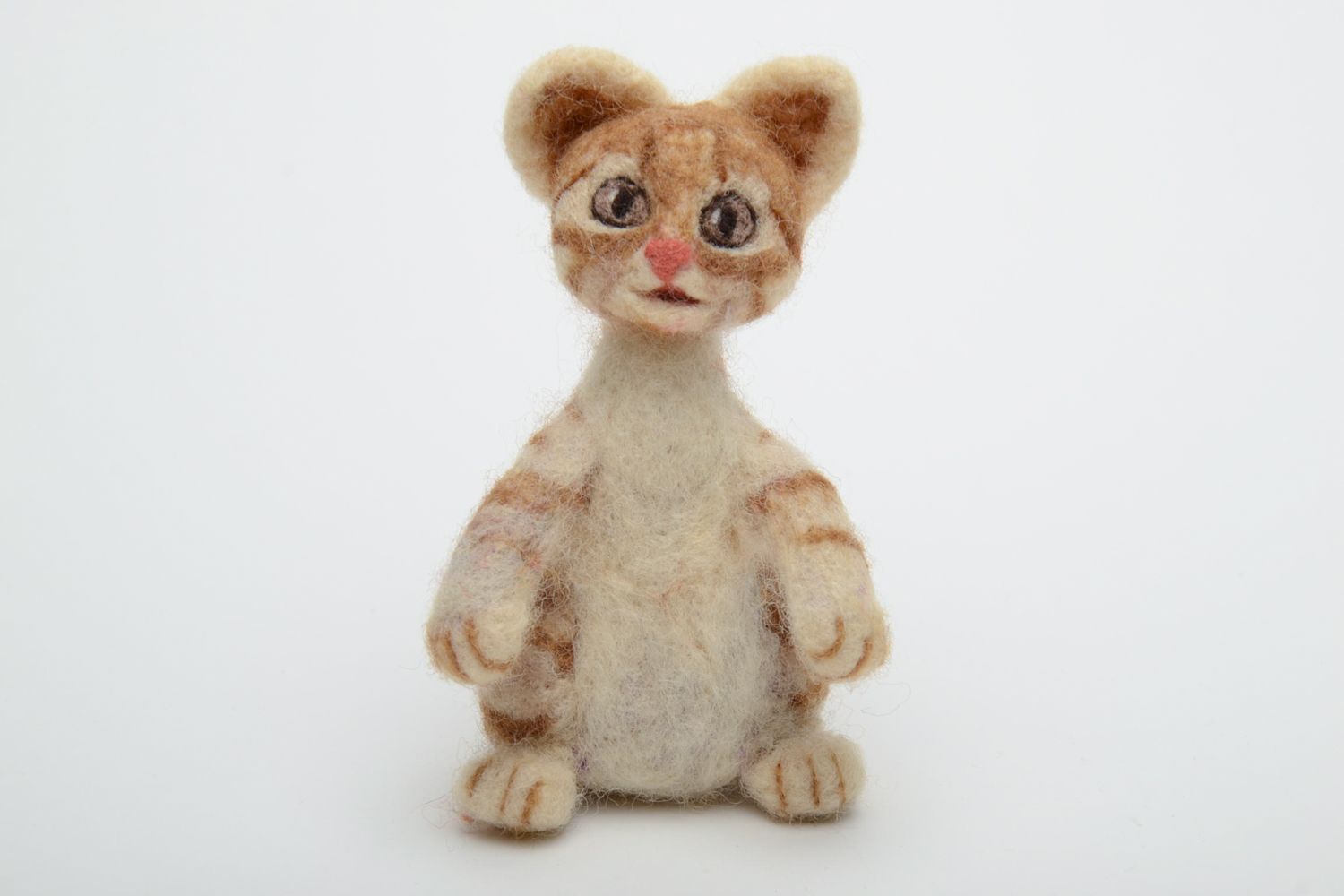 Мягкая игрушка из шерсти Рыжий кот фото 2