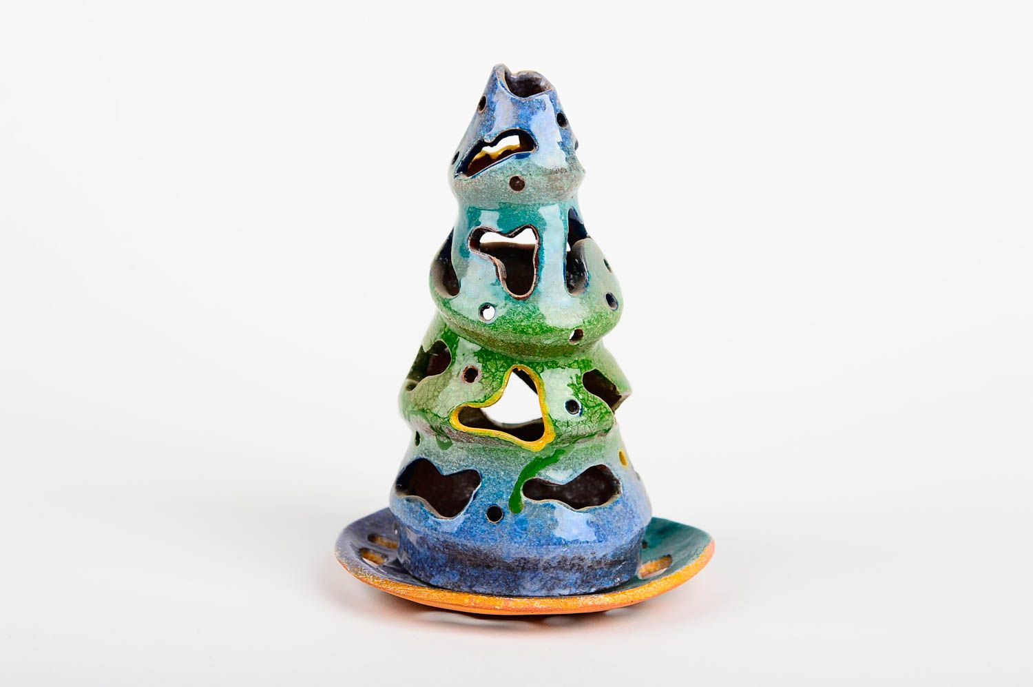 Handmade Deco Kerzenhalter aus Ton Designer Kerzenhalter Teelichthalter bunt foto 1