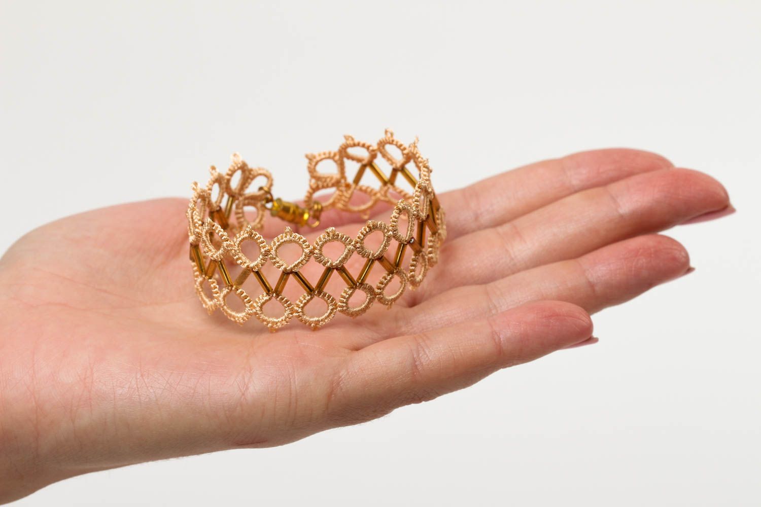 Unusual handmade woven bracelet textile wrist bracelet accessories for girls photo 5