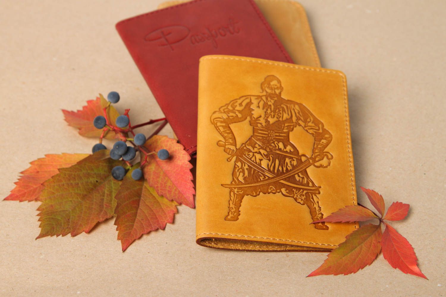 Unusual handmade passport cover leather passport cover handmade gifts photo 1