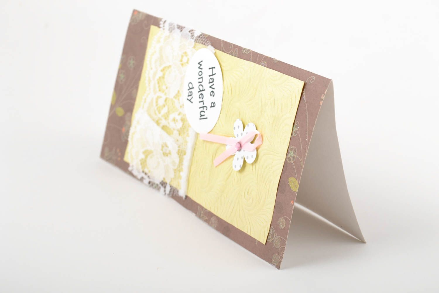 Tarjeta de felicitación regalo original postal hecha a mano tono pastel foto 3