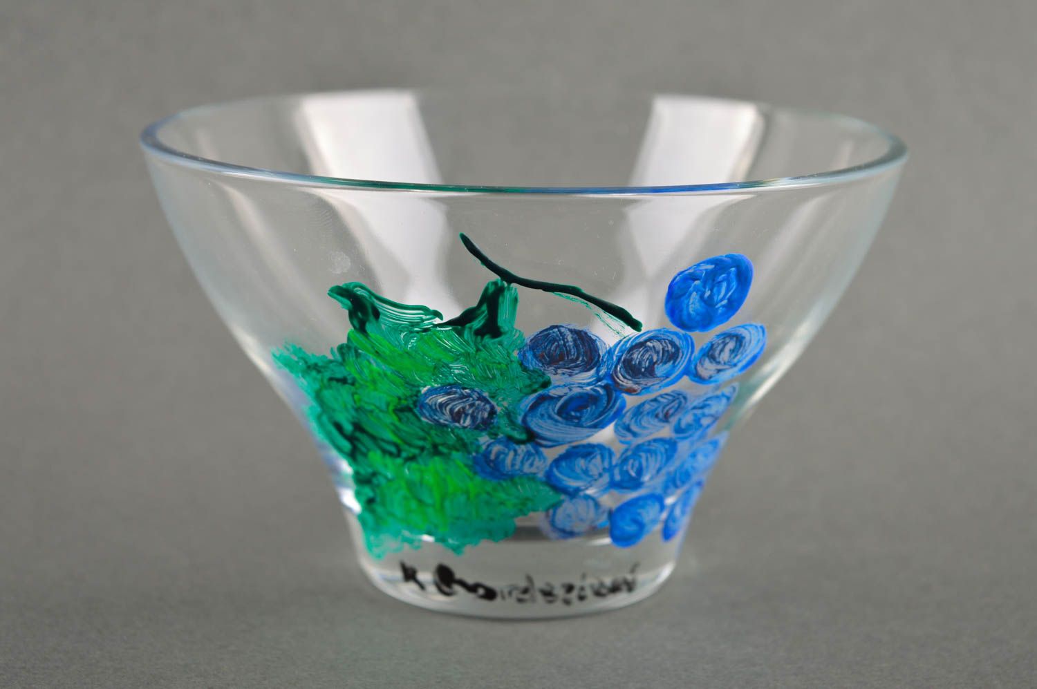 Декор для дома хэнд мэйд ваза для конфет маленькая стеклянная посуда Виноград фото 2