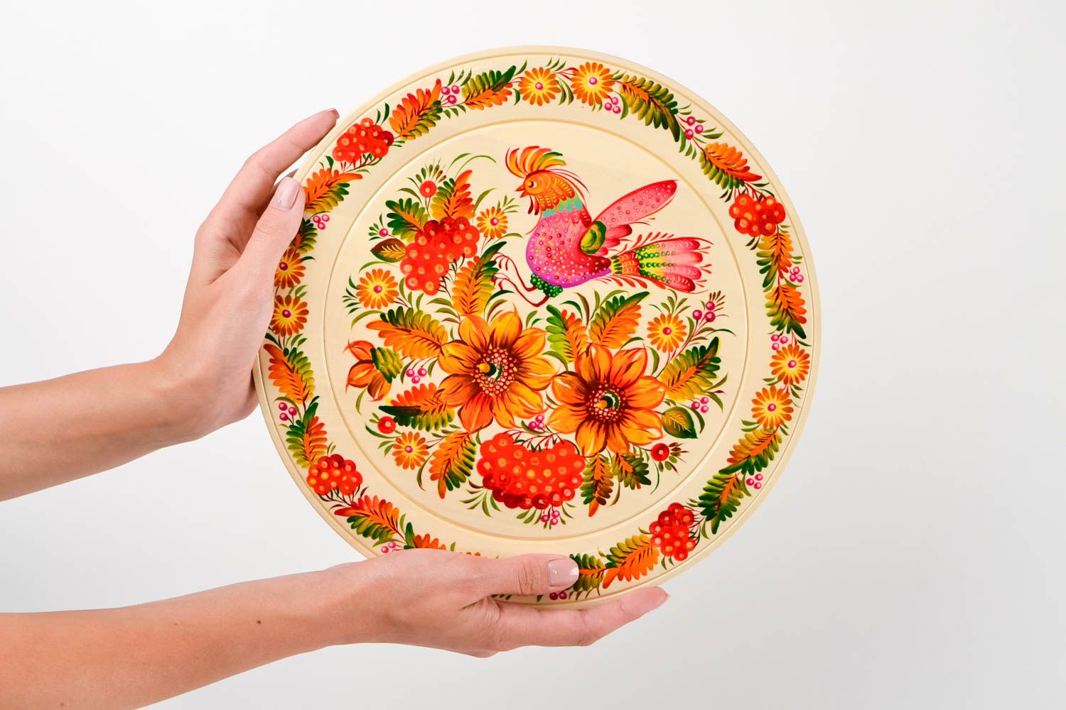 Assiette décorative fait main Décoration murale ronde Vaisselle déco Fleurs photo 2