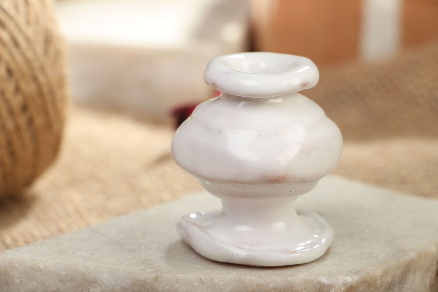 Глиняная вазочка миниатюрная фото 5