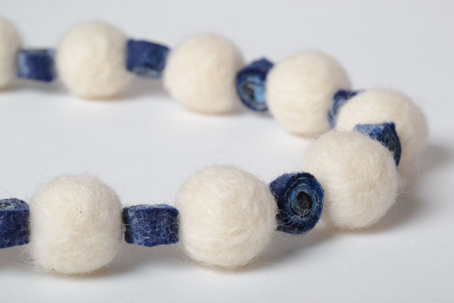 Beautiful soft handmade wool ball necklace created using wet felting technique photo 3