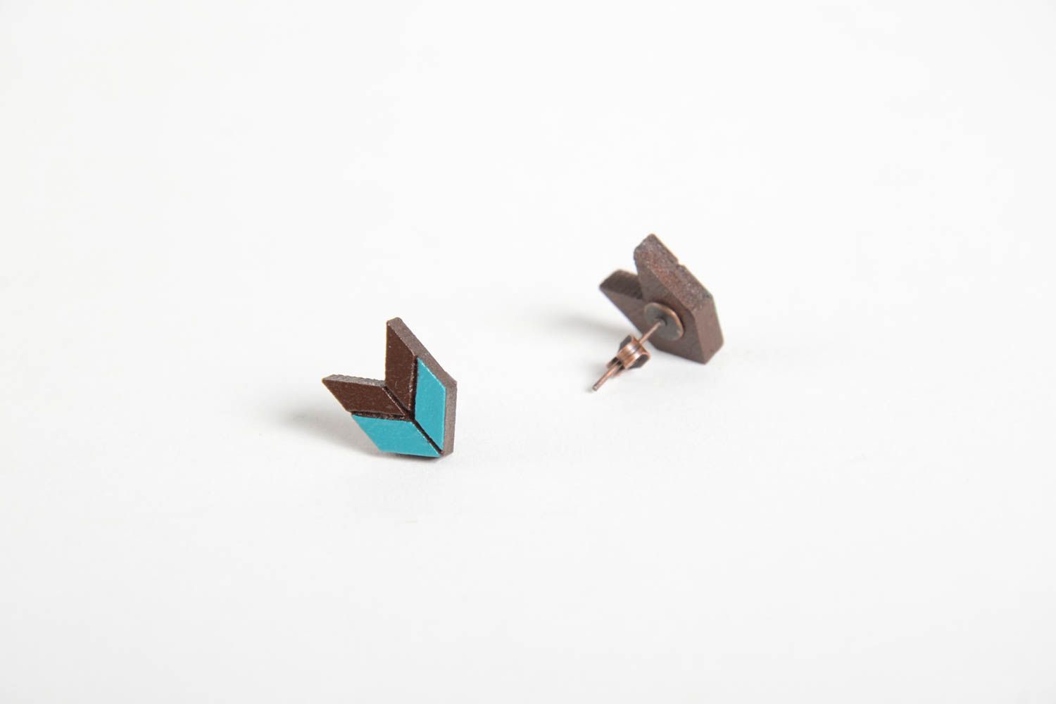 Holz Ohrringe handmade Schmuck Accessoire für Frauen ausgefallener Ohrschmuck foto 3