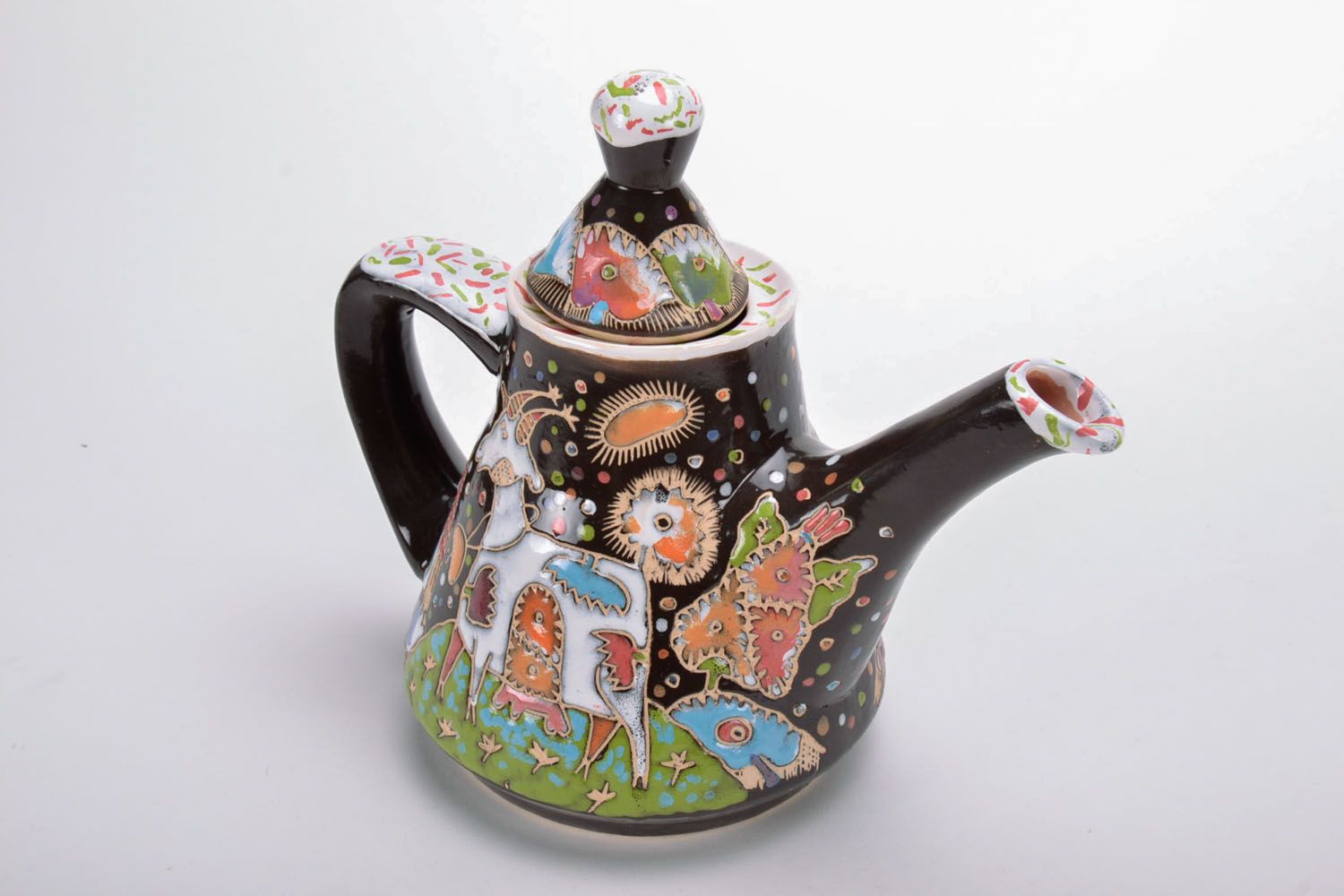 Teapot painted with color enamels photo 4