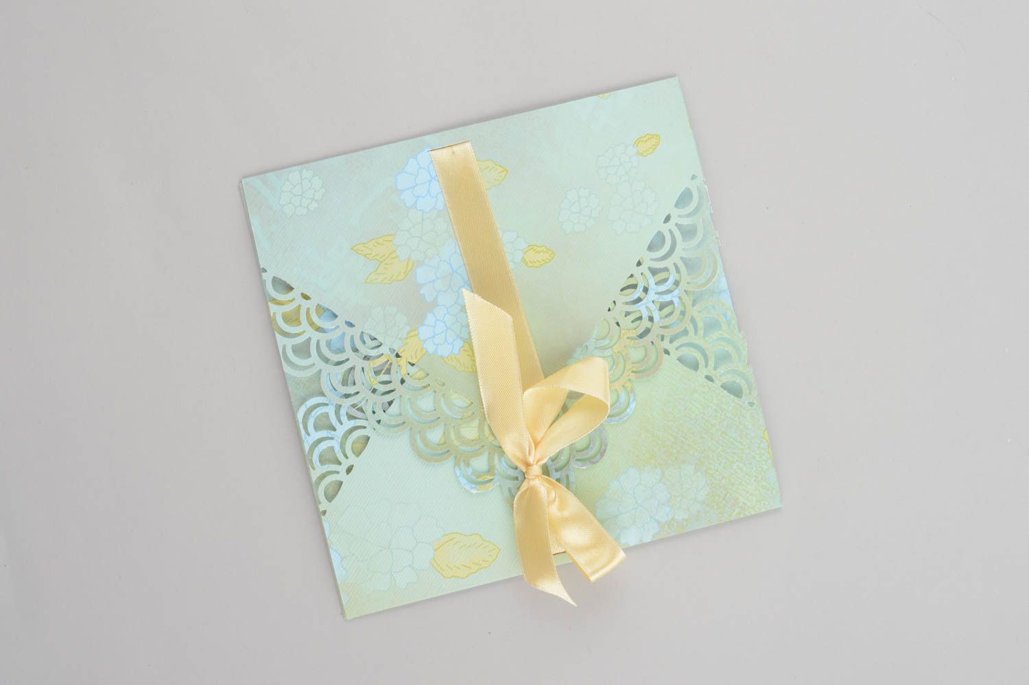 Enveloppe fait main papier design Enveloppe cadeau bleu ruban Idée cadeau photo 5