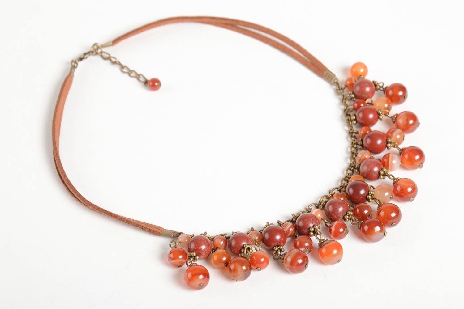 Collar de moda hecho a mano regalo original collar de piedras naturales rojo foto 5