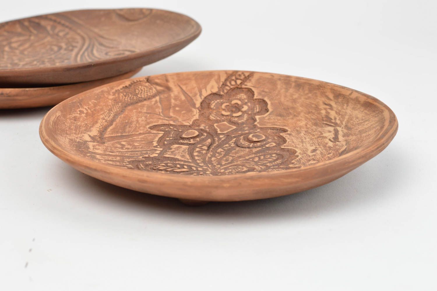 Handmade ceramic plates dinnerware set 3 serving plates stoneware dishes photo 3