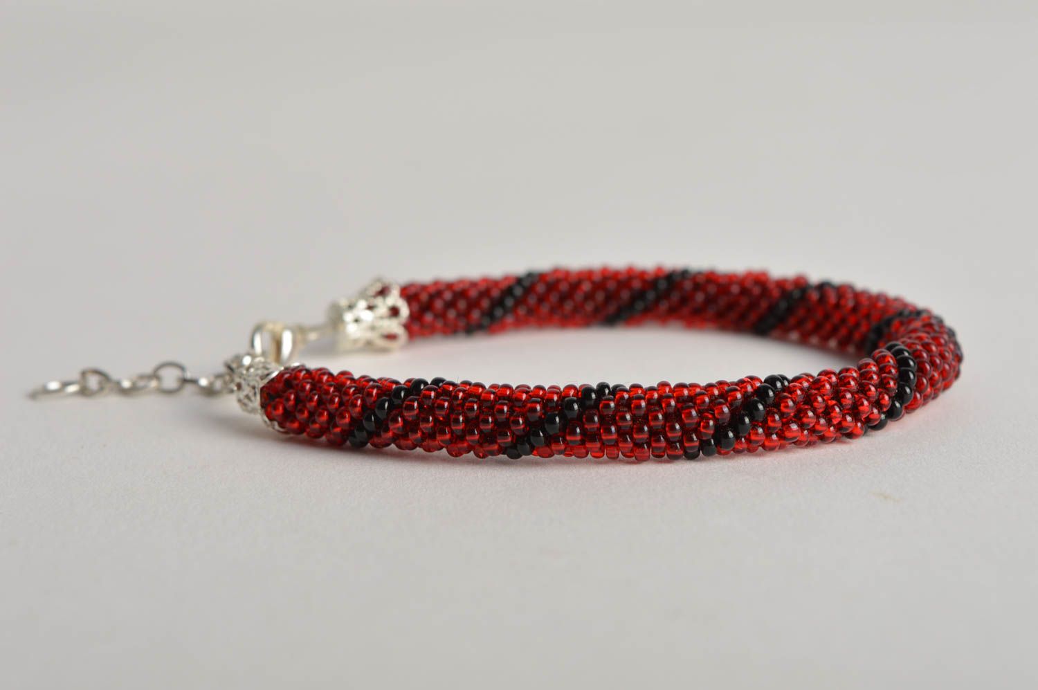 Stylish handmade beaded cord bracelet woven bead bracelet artisan jewelry photo 3