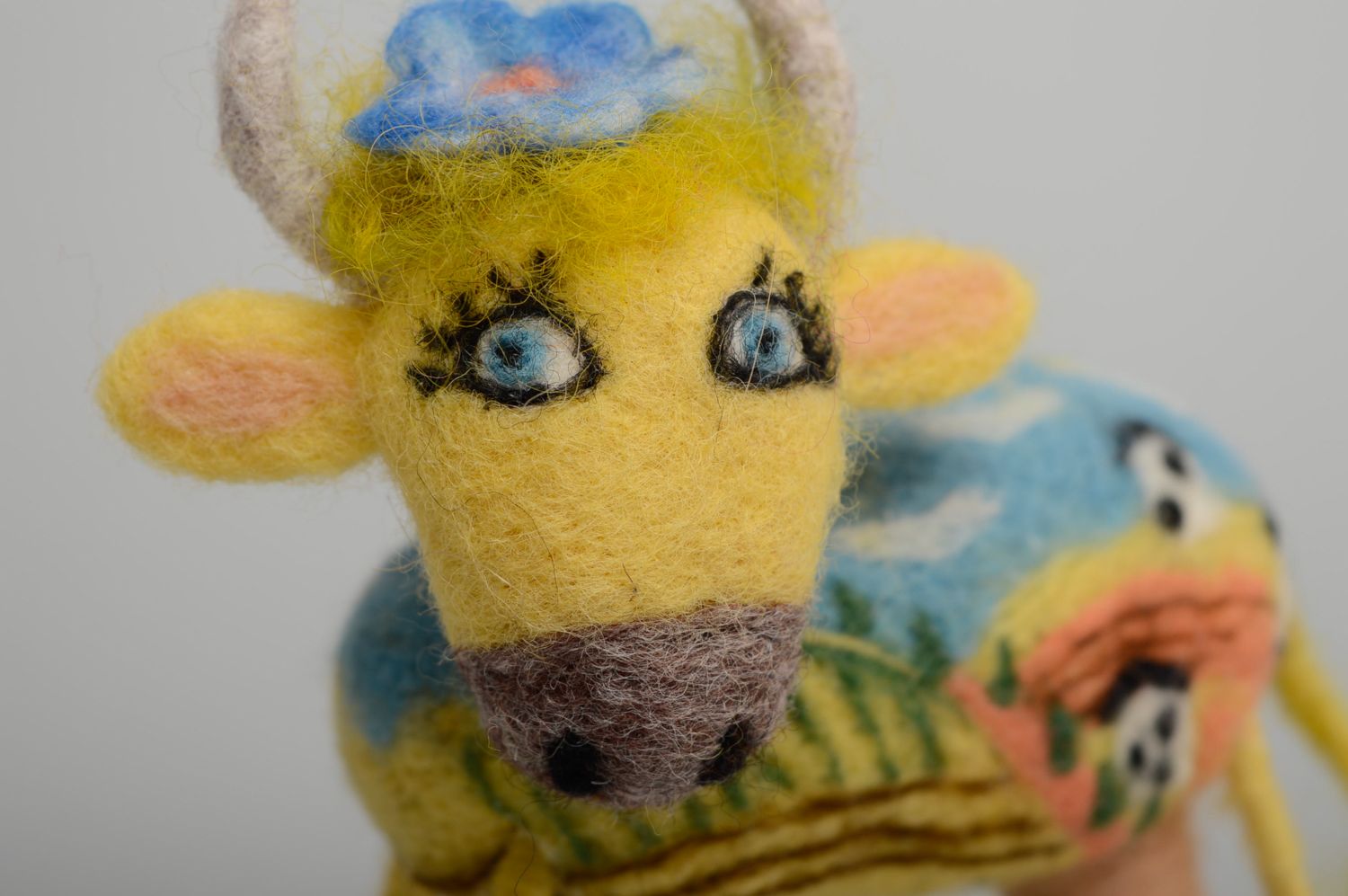 Felted wool toy Cow photo 2