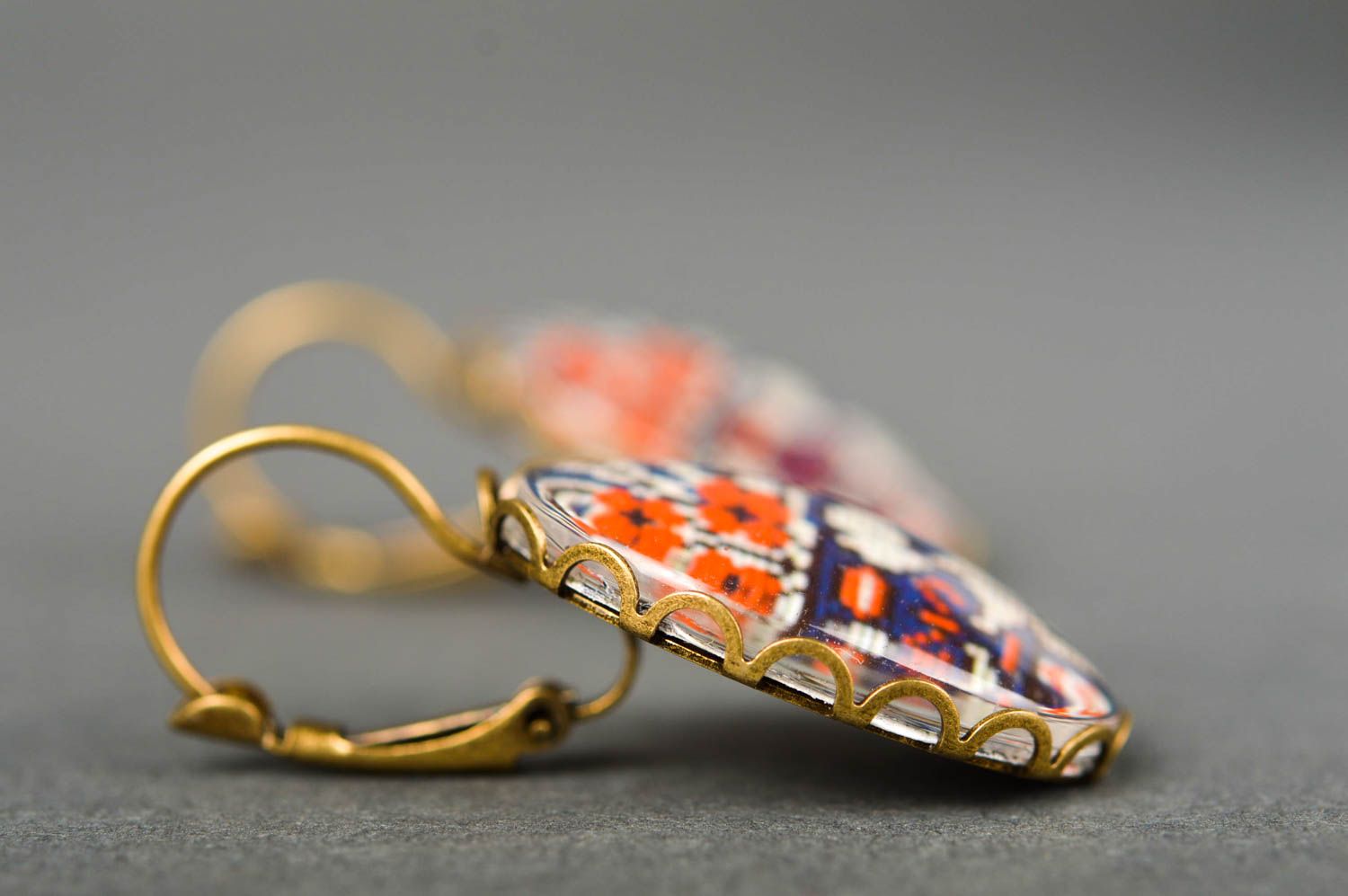 Handmade feminine earrings unusual earrings in vintage style oval earrings photo 3