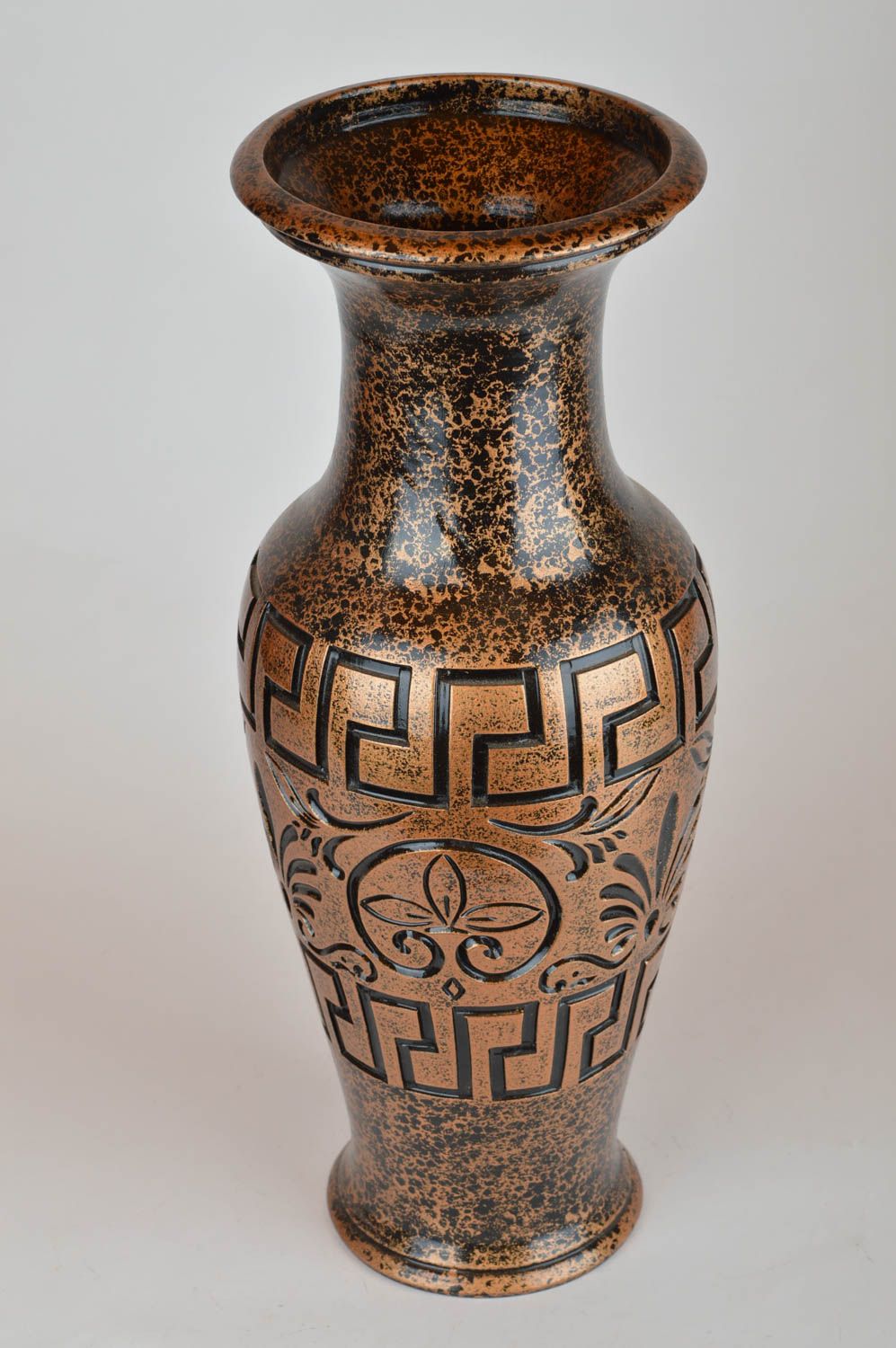 Deko Vase aus Ton mit Ornament und Bemalung groß Designer Element handmade foto 5