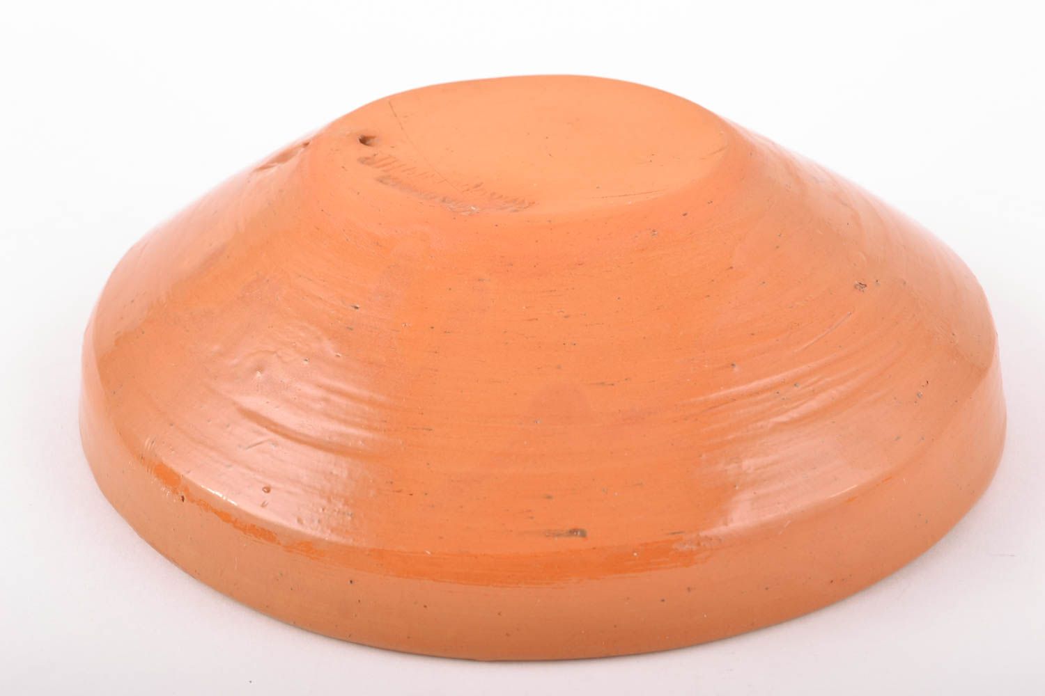 Glazed ceramic bowl made using engobes ornamenting technique photo 5