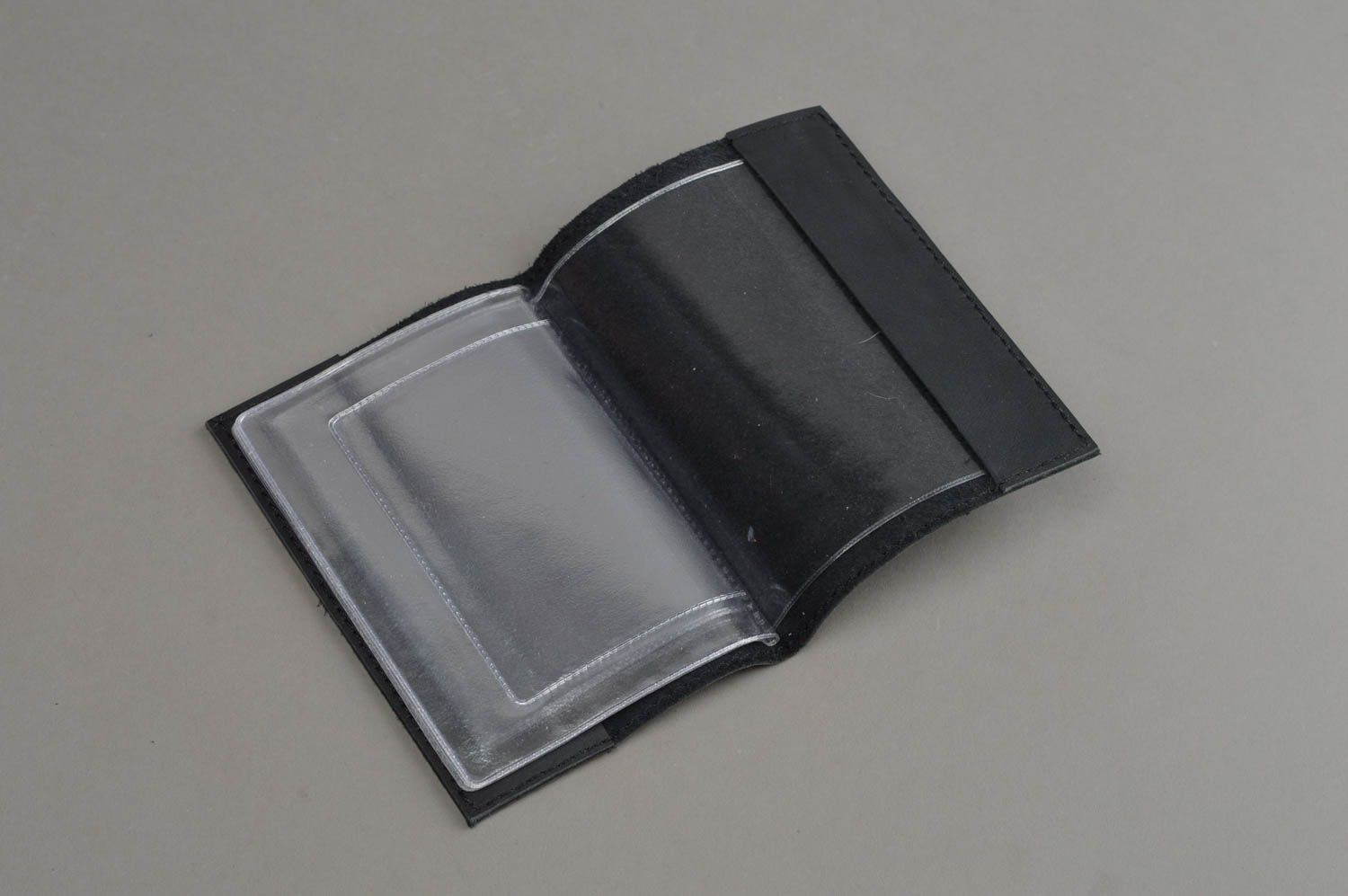 Handmade Ausweis Schutzhülle Leder Accessoire Führerschein Tasche schwarz  foto 4