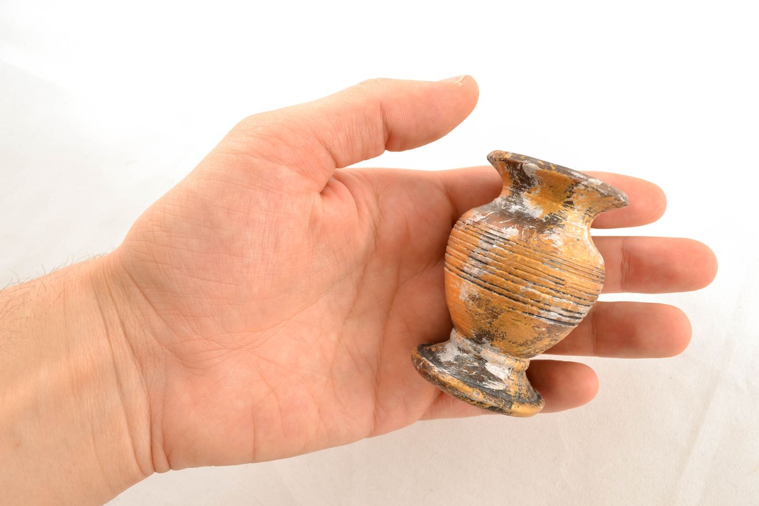 3 inches ceramic Greek amphora shape vase for shelf or desk décor 0,14 lb photo 2