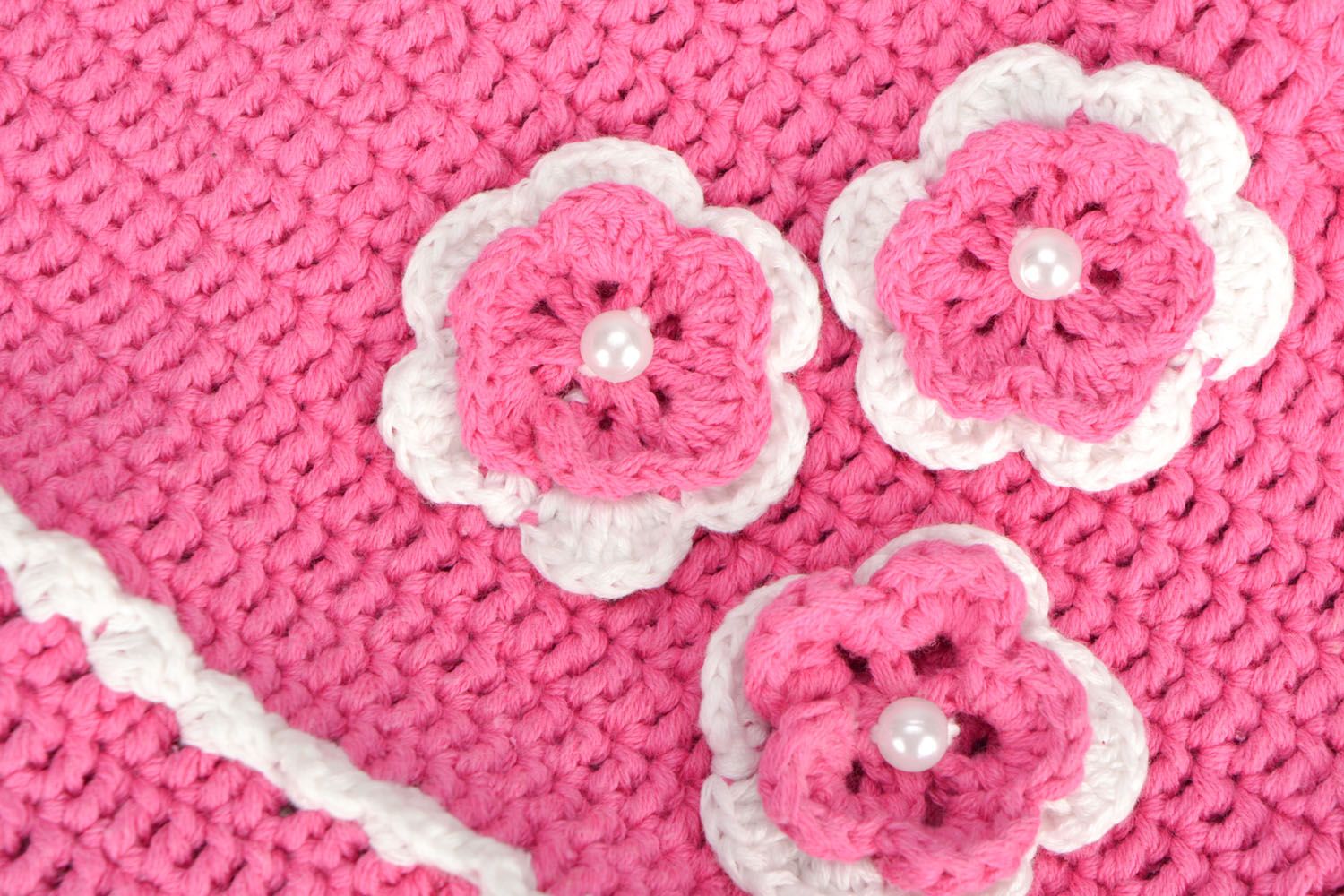 Borsa bella a maglia fatta a mano accessorio rosa e originale da bambine foto 4