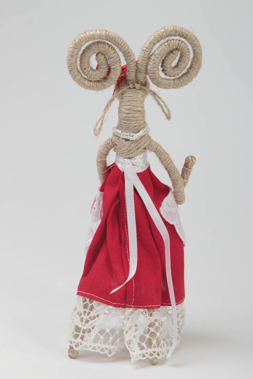 Statuetta capra di corda fatta a mano figurina decorativa decorazione originale
 foto 4