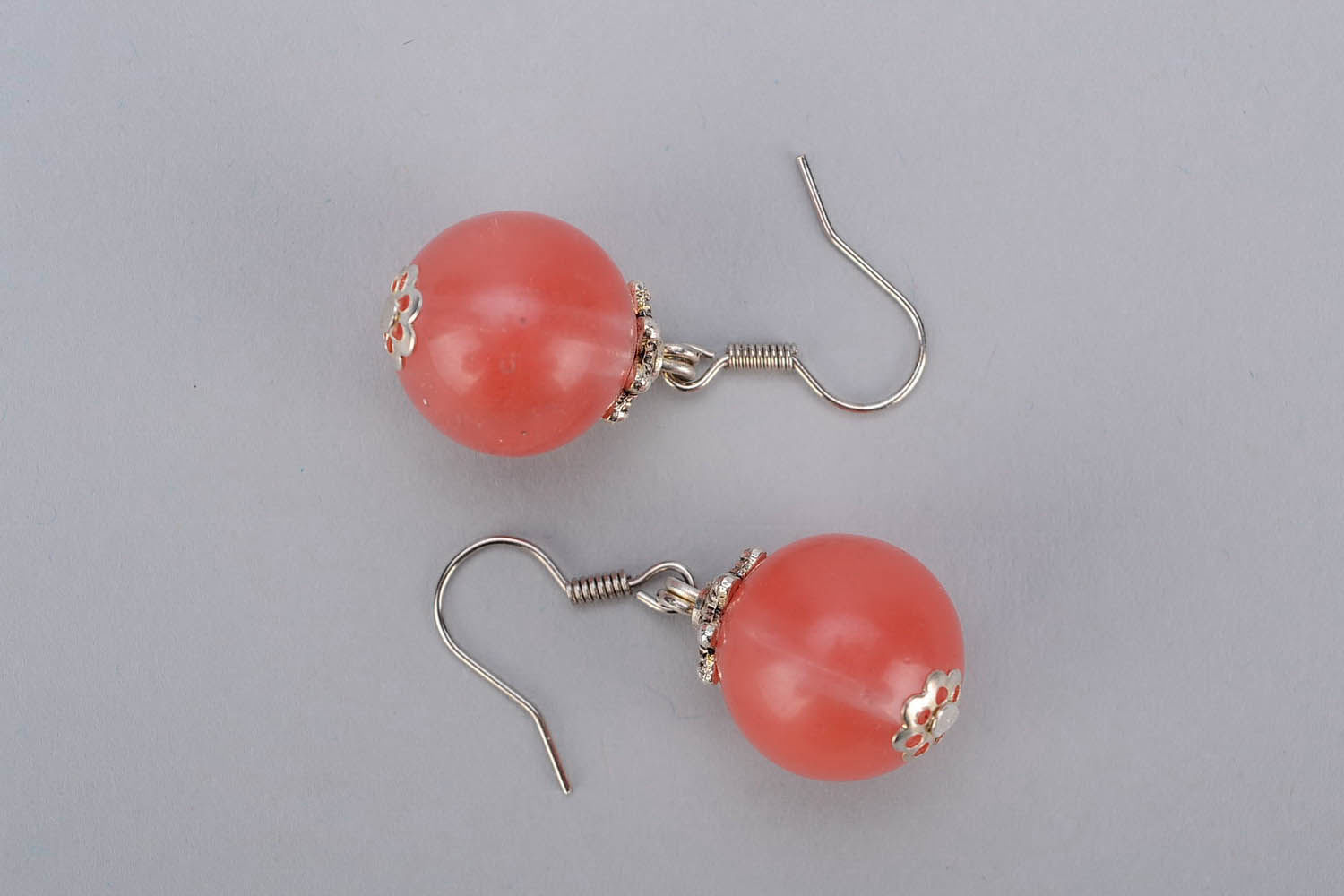 Earrings with pink agate photo 4