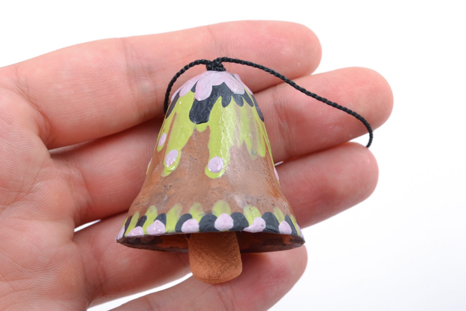 Ceramic bell with painting and cord photo 2