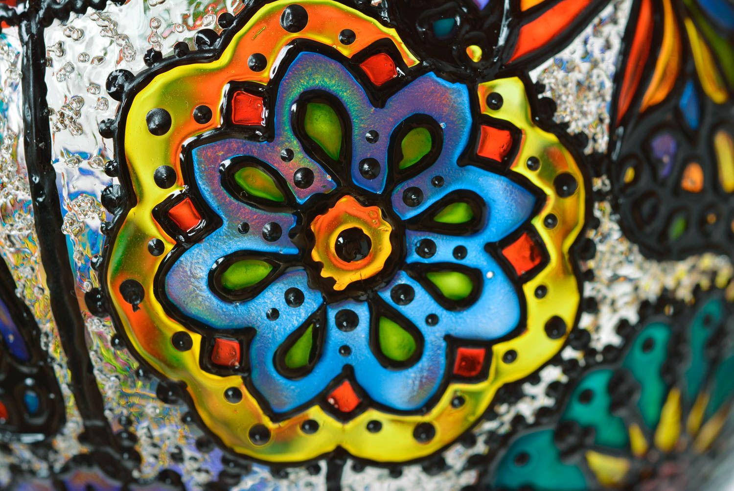 Vaso in vetro decorato a mano vaso originale dipinto con colori per vetro foto 2
