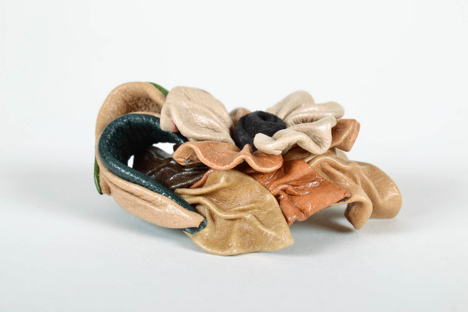 Brooch made of genuine leather photo 3