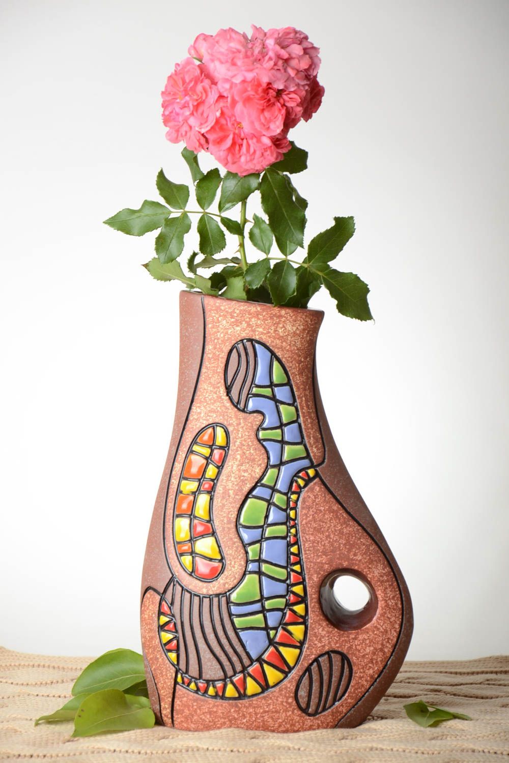 Schöne Vase handgemachte Keramik für Haus Dekoration Geschenk für Frauen foto 1