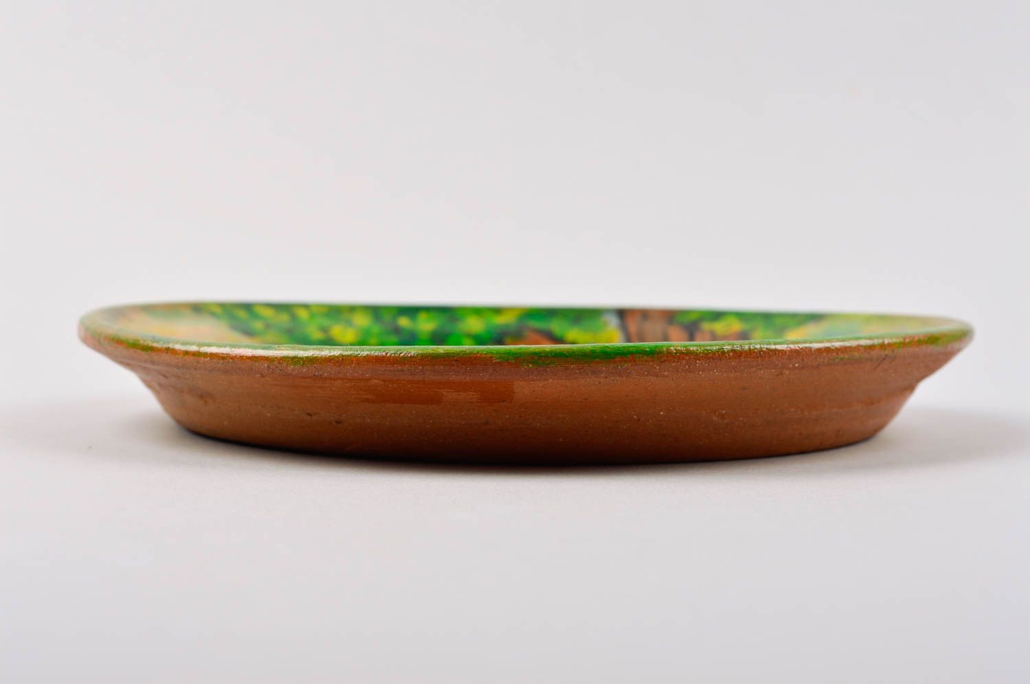Керамическая тарелка ручной работы глиняная посуда расписная тарелка круглая фото 4