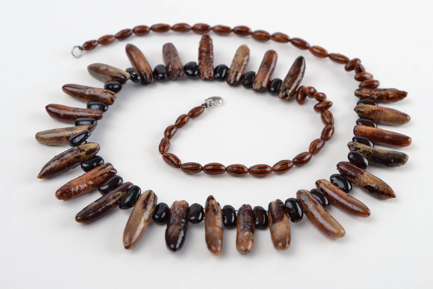 Wooden necklace beaded necklace handcrafted jewelry designer accessories photo 4
