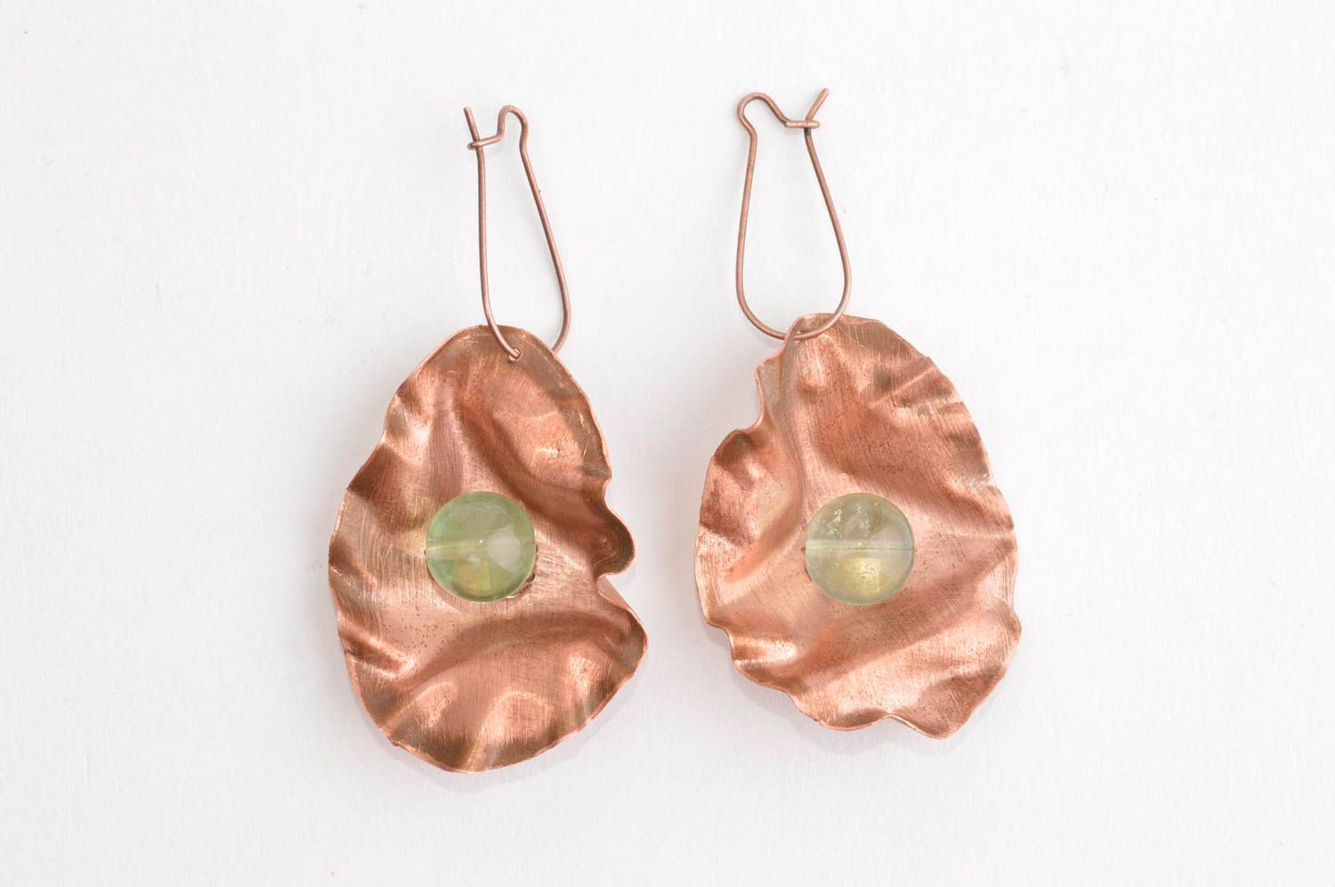 Boucles d'oreilles pendantes Bijou fait main cuivre design Accessoire femme photo 2